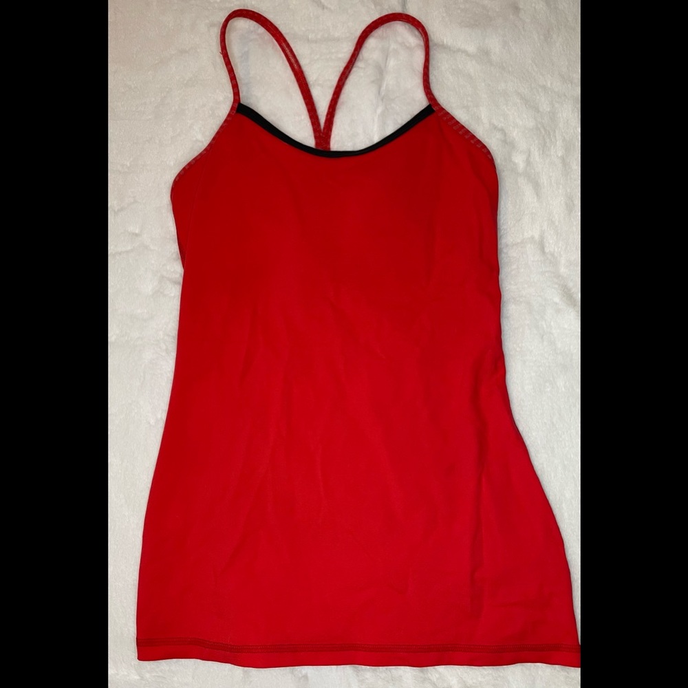 Lululemon Orange Red Scoop Neck Tank with Shelf Bra - Size 4